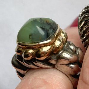 Dian Malouf Sterling and 14k Gold Cabachon Ring